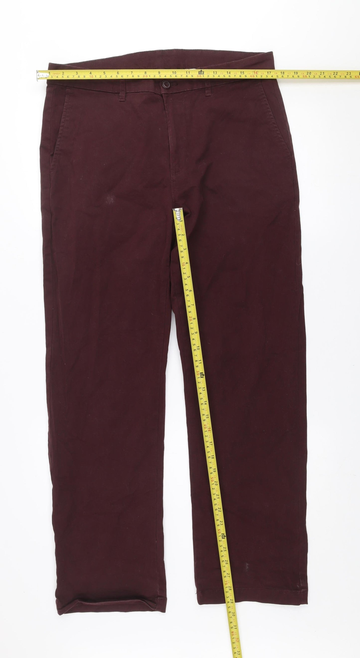 Dunnes Stores Men's Brown 34R Chino Trousers Cotton Blend