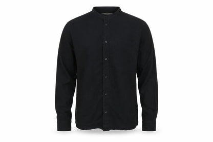 Dedicated Men's Black Organic Cotton Band Collar Long Sleeve Shirt Medium