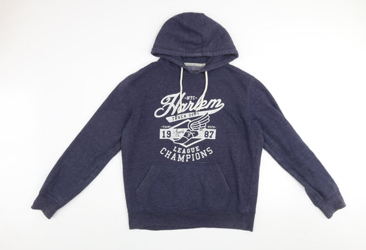Mens UK Size L Dunnes Blue Pullover Hoodie