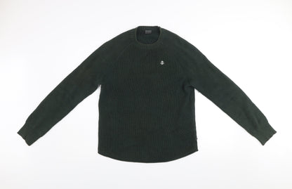 Blakely Men’s Green Chunky Knit Cotton Crew Neck Jumper Medium