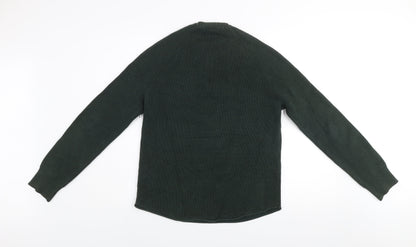Blakely Men’s Green Chunky Knit Cotton Crew Neck Jumper Medium