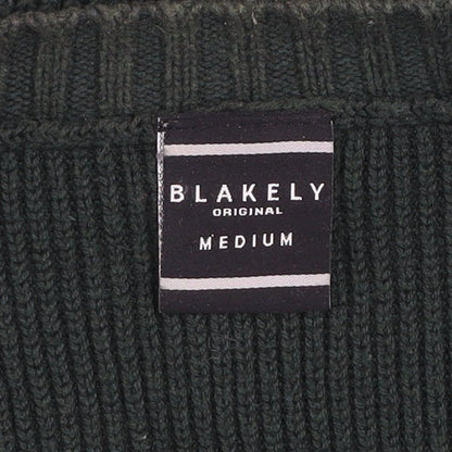 Blakely Men’s Green Chunky Knit Cotton Crew Neck Jumper Medium