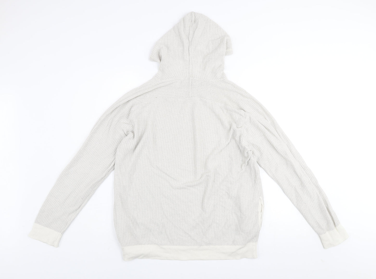 Zara Man Beige Knit Pullover Hoodie XL Men's Lightweight Cotton Blend