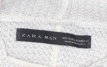 Zara Man Beige Knit Pullover Hoodie XL Men's Lightweight Cotton Blend