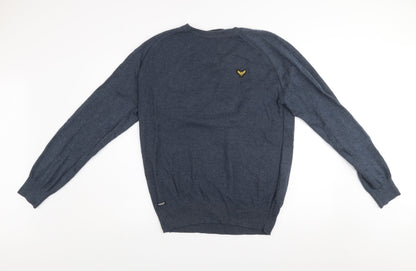 Threadbare Men's Blue Cotton Crew Neck Jumper Size M