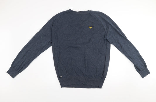 Threadbare Men's Blue Cotton Crew Neck Jumper Size M