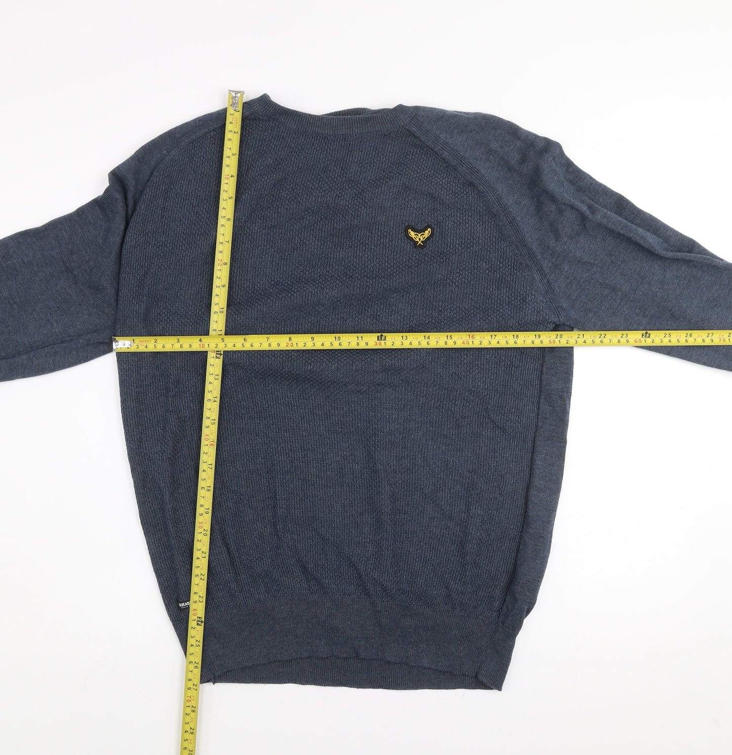 Threadbare Men's Blue Cotton Crew Neck Jumper Size M