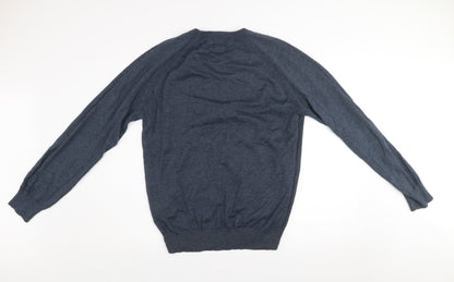 Threadbare Men's Blue Cotton Crew Neck Jumper Size M