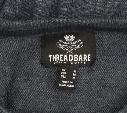 Threadbare Men's Blue Cotton Crew Neck Jumper Size M