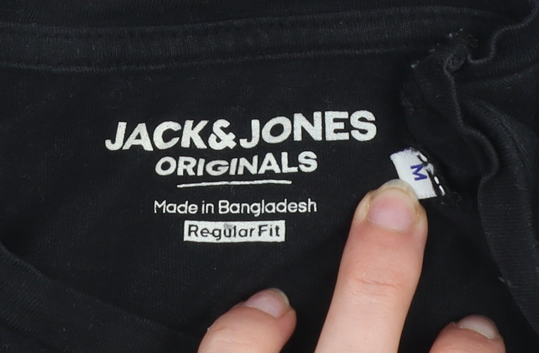 Mens UK Size M JACK & JONES Black  T-Shirt
