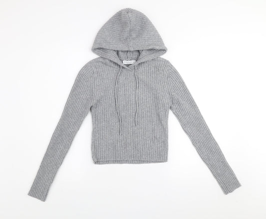 Womens UK Size S Stradivarius Grey Pullover Hoodie
