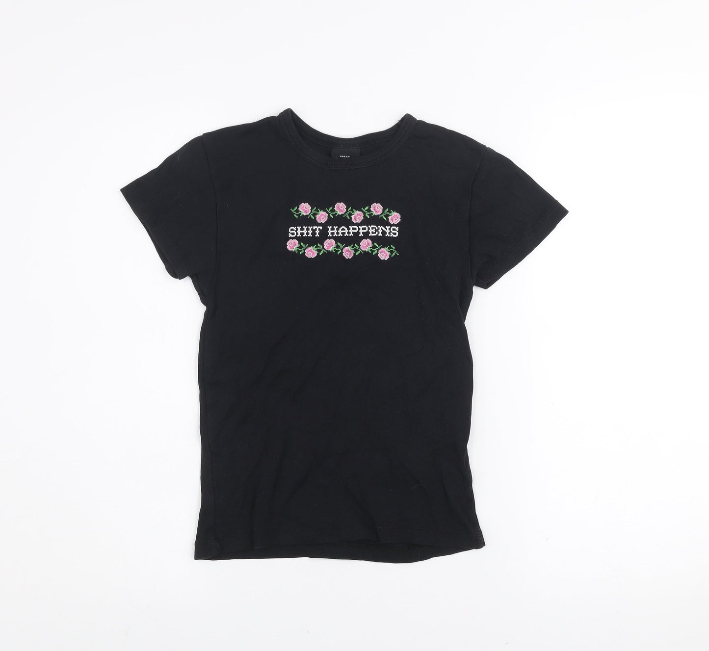 Womens UK Size S Urban Outfitters Black Basic T-Shirt