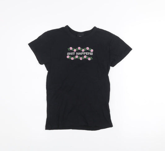 Womens UK Size S Urban Outfitters Black Basic T-Shirt