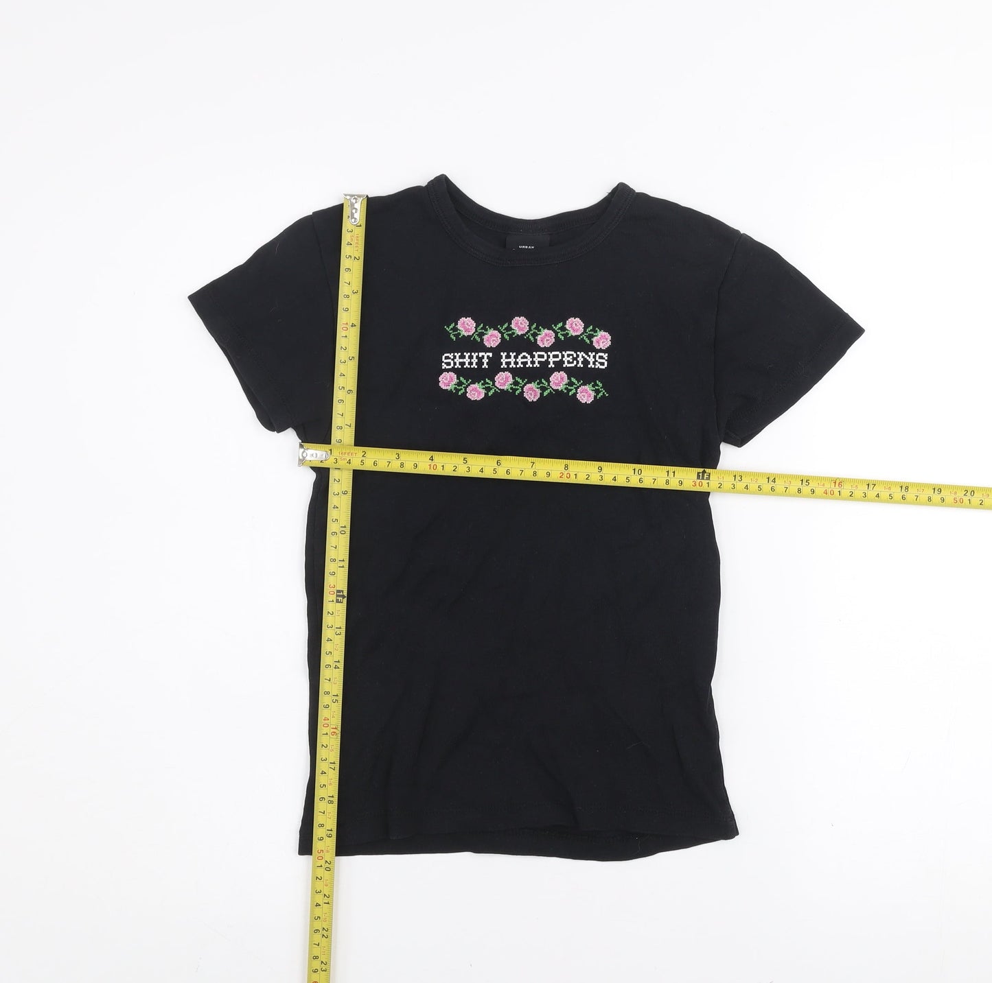 Womens UK Size S Urban Outfitters Black Basic T-Shirt