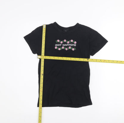 Womens UK Size S Urban Outfitters Black Basic T-Shirt