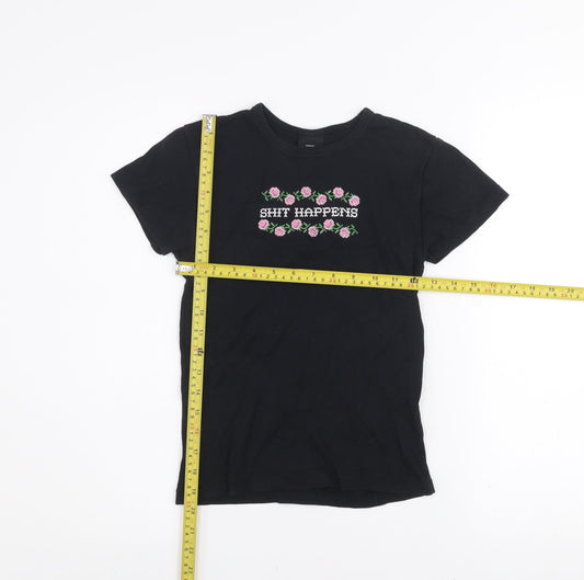 Womens UK Size S Urban Outfitters Black Basic T-Shirt