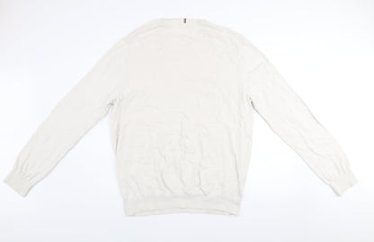 Tommy Hilfiger Men's Ivory Cotton Crew Neck Jumper XL