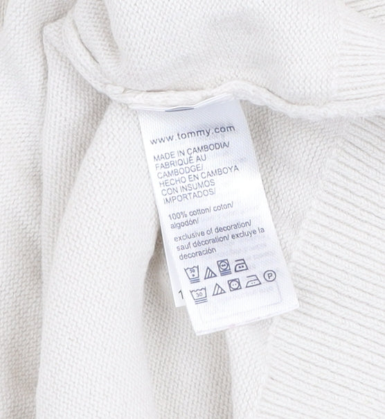 Tommy Hilfiger Men's Ivory Cotton Crew Neck Jumper XL