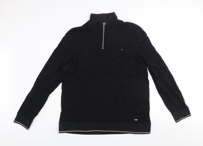 Next Signature Men's Black XL Cotton Viscose 1/2 Zip Jumper