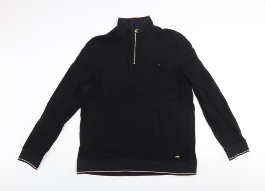 Next Signature Men's Black XL Cotton Viscose 1/2 Zip Jumper