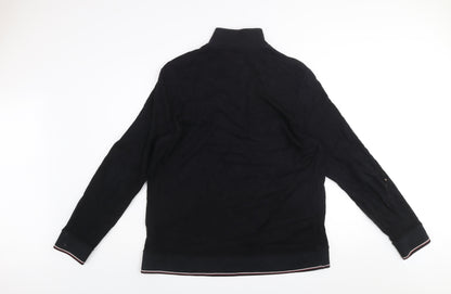 Next Signature Men's Black XL Cotton Viscose 1/2 Zip Jumper