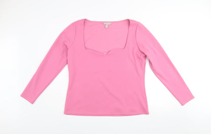 Womens UK Size XL H&M Pink Basic T-Shirt