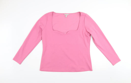 Womens UK Size XL H&M Pink Basic T-Shirt