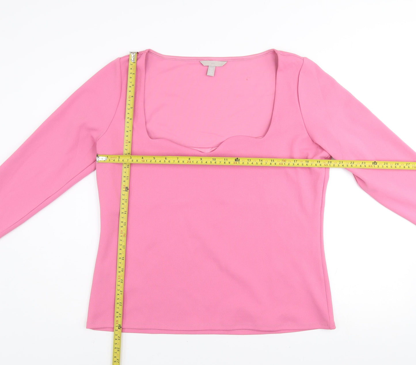 Womens UK Size XL H&M Pink Basic T-Shirt
