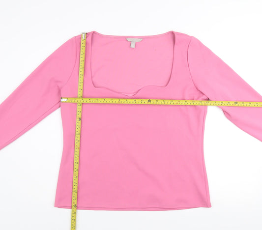Womens UK Size XL H&M Pink Basic T-Shirt