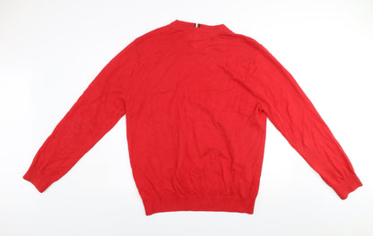 Tommy Hilfiger Men's Red Cotton Crew Neck Pullover Jumper XL