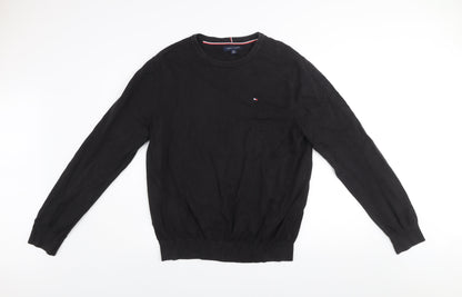 Tommy Hilfiger Men’s Black XL Cotton Crew Neck Pullover Jumper