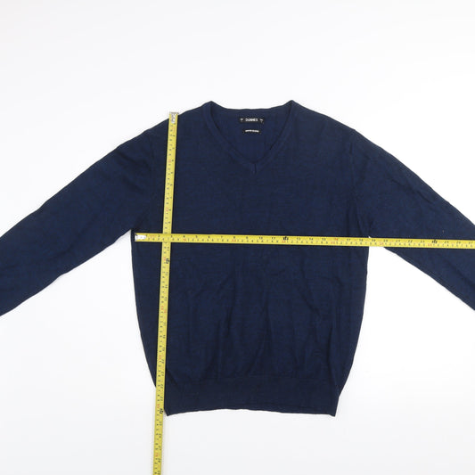 Dunnes Men Blue Merino Blend V-Neck Jumper Size L