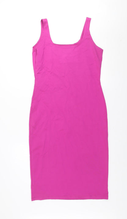 Primark Women’s Pink Bodycon Dress Size 14/16 Sleeveless Scoop Neck
