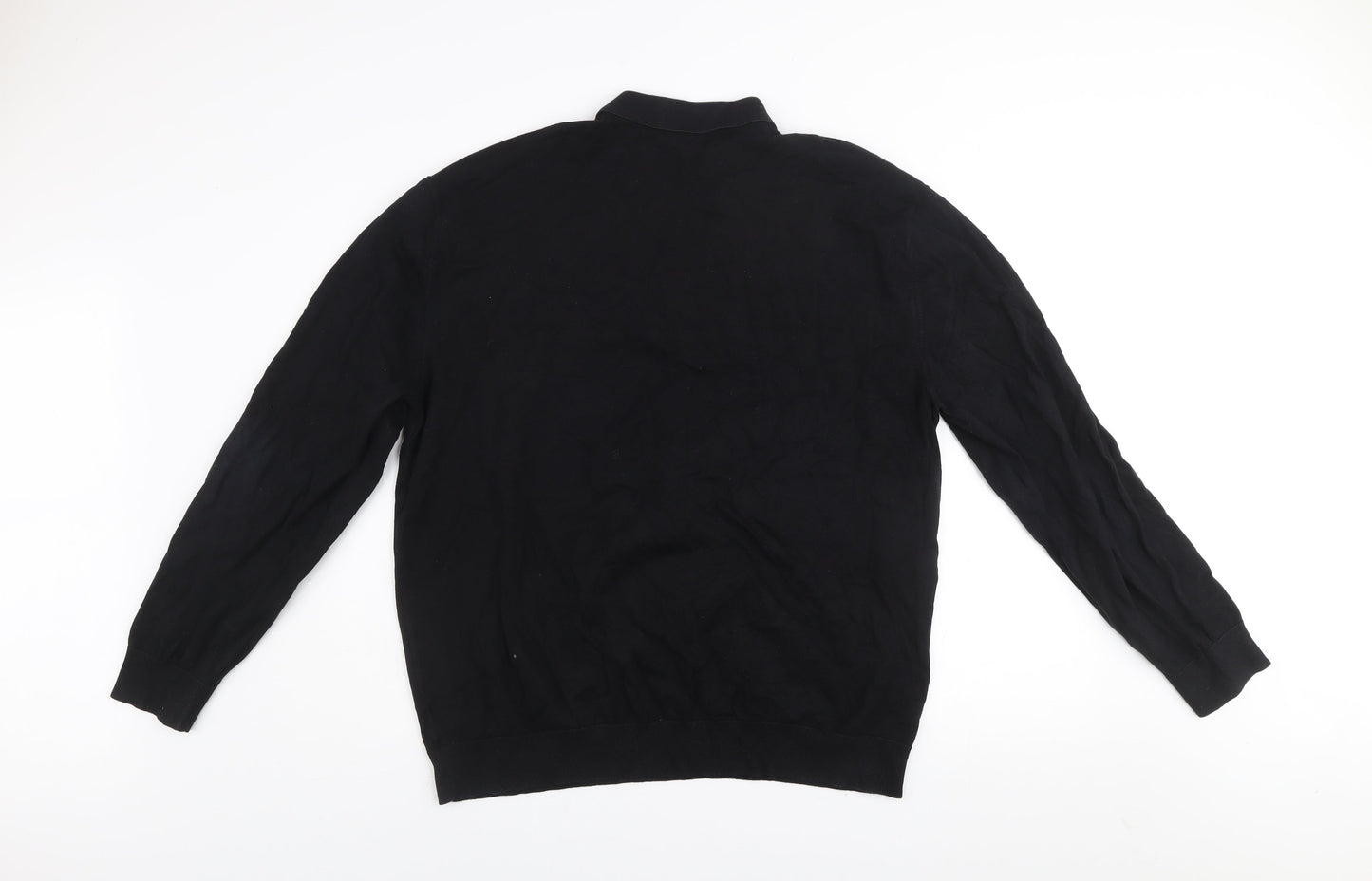 NEXT Men's Black Cotton Knit Collared Henley Jumper XL