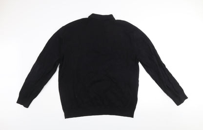 NEXT Men's Black Cotton Knit Collared Henley Jumper XL