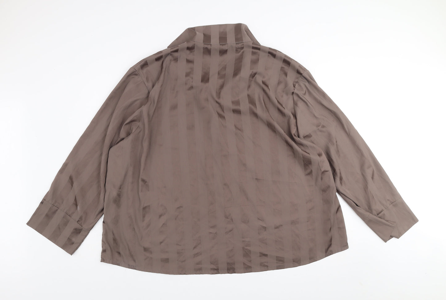 Dunnes Stores Women Chocolate Brown XXL Pyjama Top Long Sleeve Satin Look