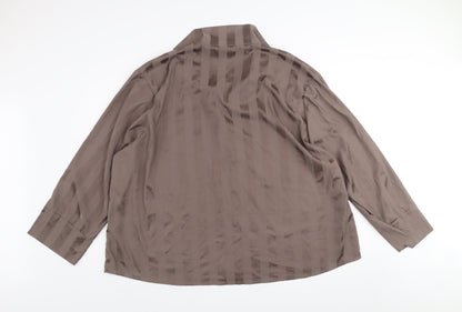 Dunnes Stores Women Chocolate Brown XXL Pyjama Top Long Sleeve Satin Look