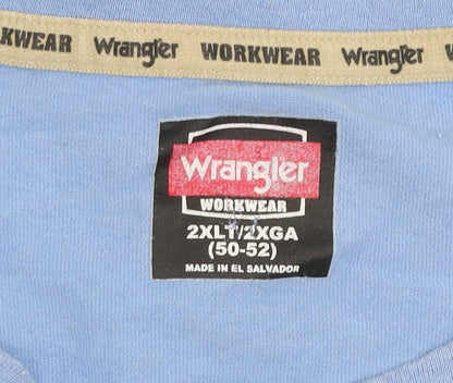 Wrangler Men's Blue 2XLT Workwear Cotton Crew Neck T-Shirt