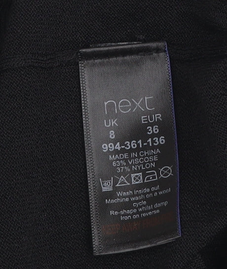 Womens UK Size 8 NEXT Black Basic Blouse