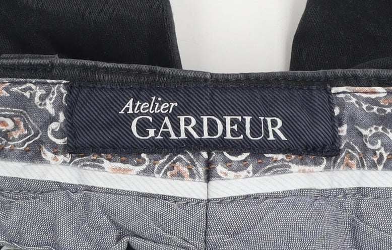 Atelier Gardeur Men's Black 42R Chino Trousers Cotton Blend