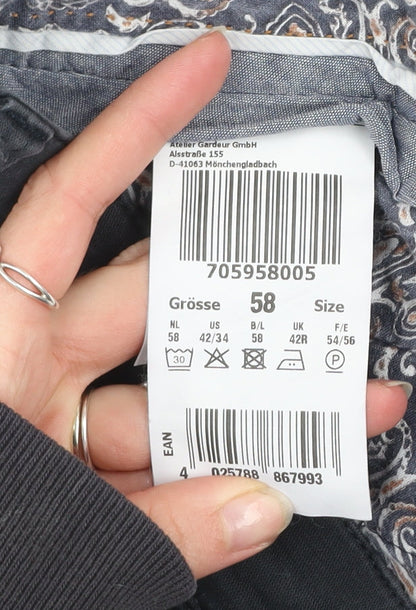 Atelier Gardeur Men's Black 42R Chino Trousers Cotton Blend