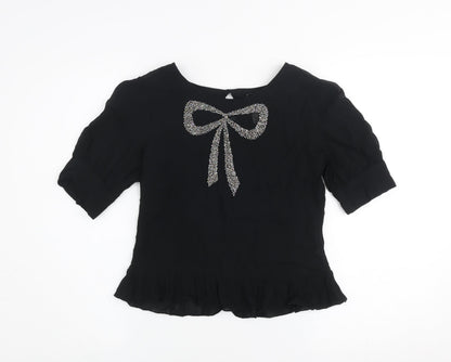 Womens UK Size 8 NEXT Black Tunic Blouse