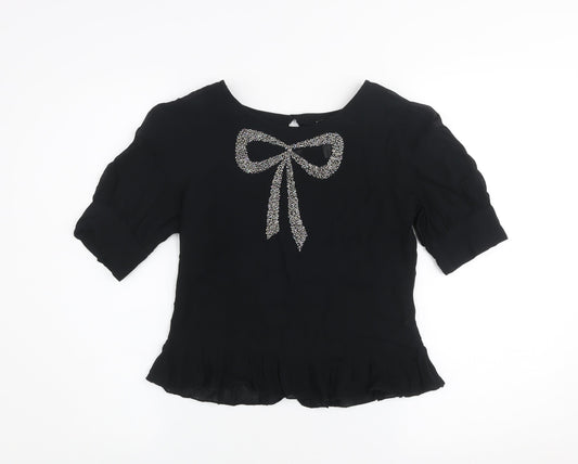 Womens UK Size 8 NEXT Black Tunic Blouse