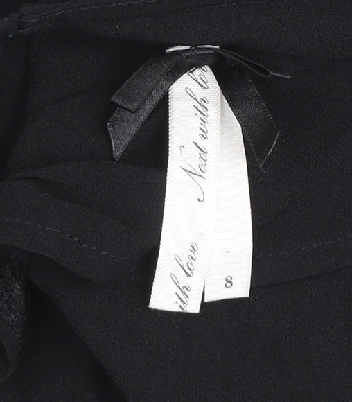 Womens UK Size 8 NEXT Black Tunic Blouse