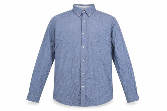 Next Men's Blue Cotton Button-Down Long Sleeve Shirt XL