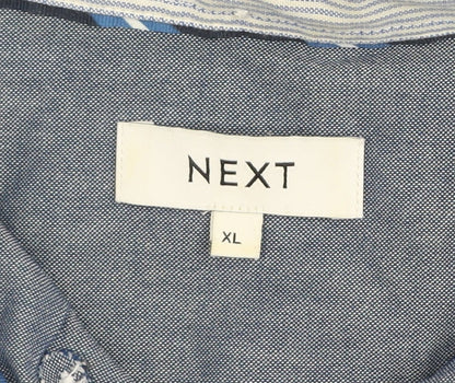 Next Men's Blue Cotton Button-Down Long Sleeve Shirt XL