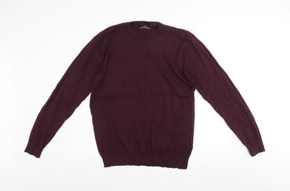 Pierre Cardin Men's Purple Cotton Crew Neck Jumper M