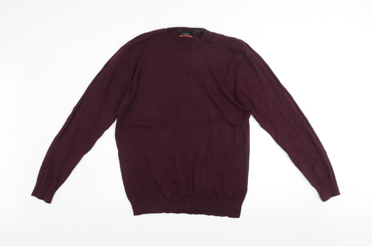 Pierre Cardin Men's Purple Cotton Crew Neck Jumper M
