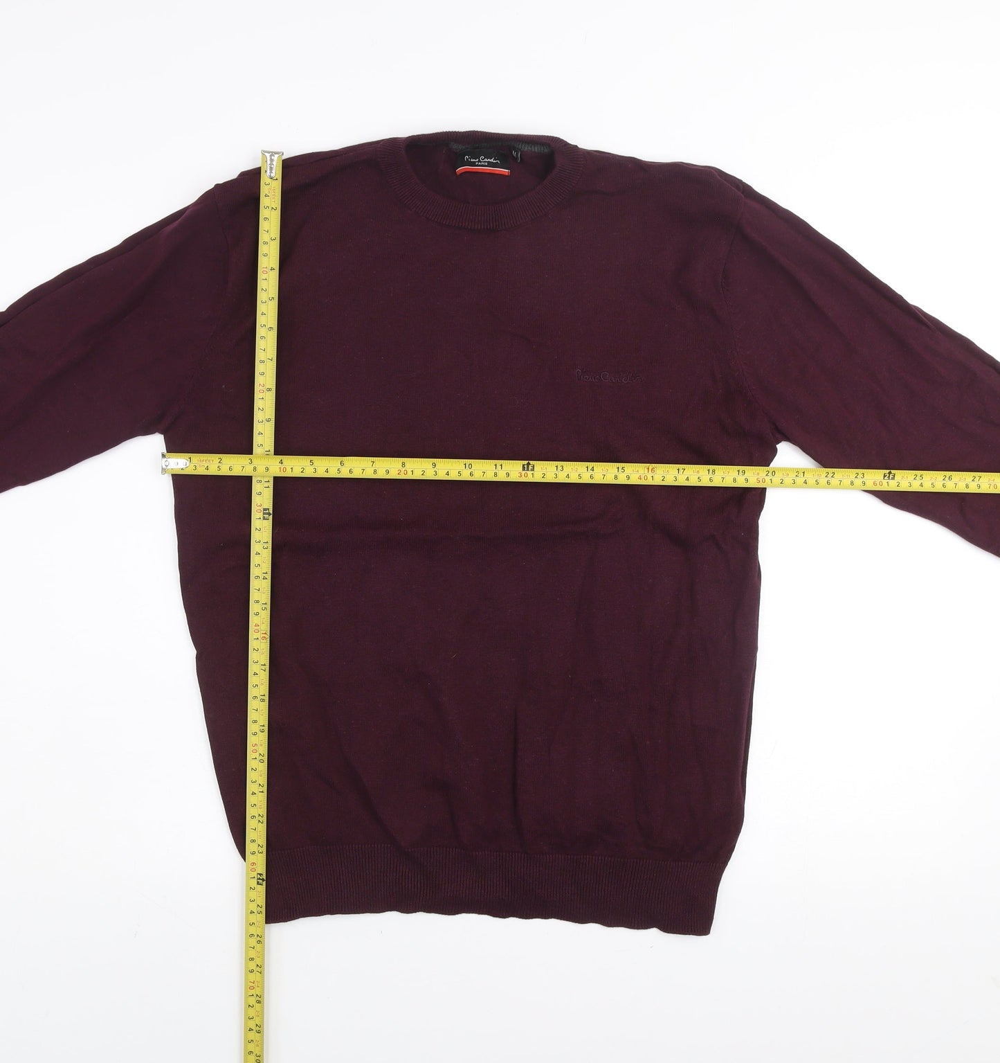 Pierre Cardin Men's Purple Cotton Crew Neck Jumper M