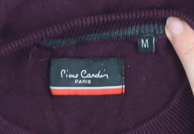 Pierre Cardin Men's Purple Cotton Crew Neck Jumper M
